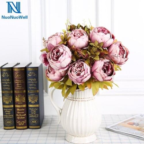 NuoNuoWell Fake Artificial Peony Silk Flower Bridal Hydrangea Wedding Party Decor