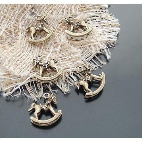 Wholesale 5pcs DIY Zakka Hand Made Horse Charm Pendant Antique Bronze Plated Metal Charms ZN-94