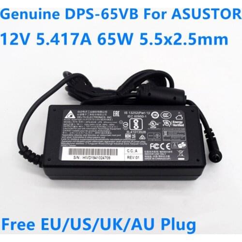 Genuine 12V 5.417A 65W DELTA DPS-65VB AS-65W AC Adapter For ASUSTOR AS5002T AS6102T AS3102T AS-202TE AS202T Power Supply Charger