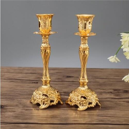 2PCS/ pair Europe alloy metal holder candle candle stands decorative wedding candle holder candle holders for home decor ZT117