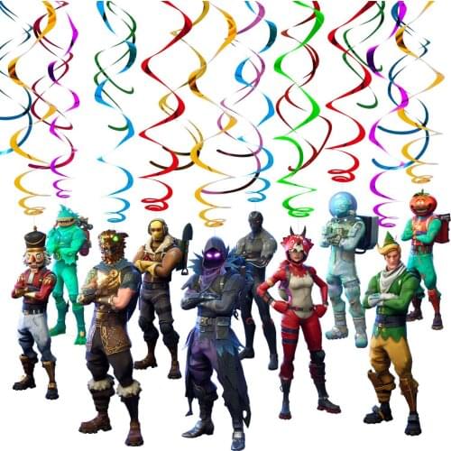 10pcs/set Fortnite Figure Birthday Party Pendant Spiral PVC Pendants Halloween Christmas Decorations Kid Toys Sets Accessories