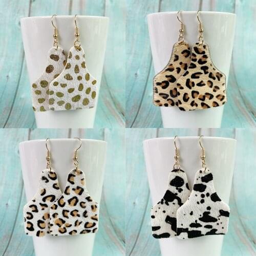 Potosala Leopard Print Leather Teardrop Earrings Lightweight Natural Texture Lattice Earrings Ladies Fashion Jewelry Gifts