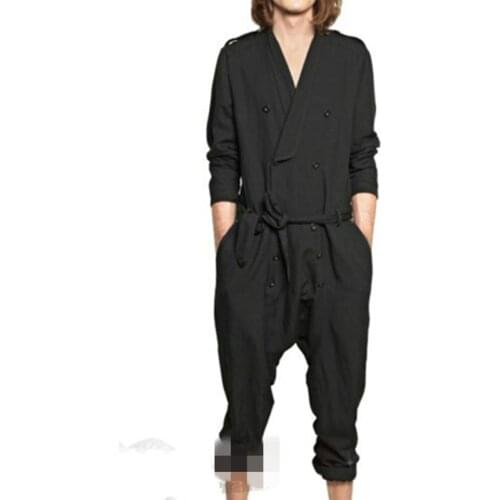 Europe and the United States casual jumpsuit loose autumn and winter tide mens jumpsuit mens pants Long Sleeve Rompers