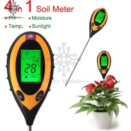 Durable 4 In 1 LCD Moisture Temperature Sunlight PH Garden Soil Tester Meter
