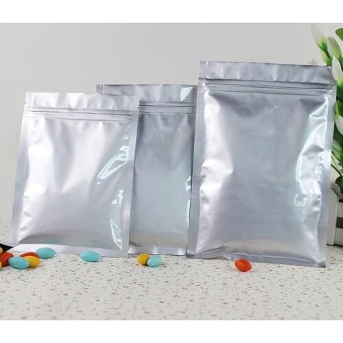 Reatail 6*8cm feel DHL Pure Aluminum Foil Self Seal Zipper Bags Powder Snacks Heat Seal Silver Packing Bags