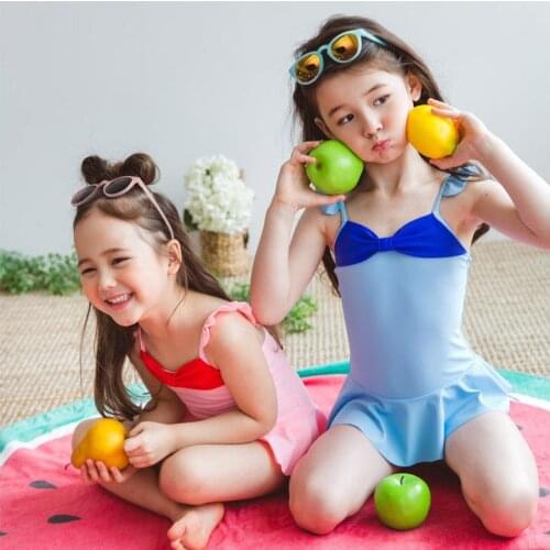 Girls Swimsuit One Piece Swimsuit Bathing Suit Kids Ruffle Style Childrens Swimwear for Girls Bikini-Sets Baby Bath Tub 2-12Y