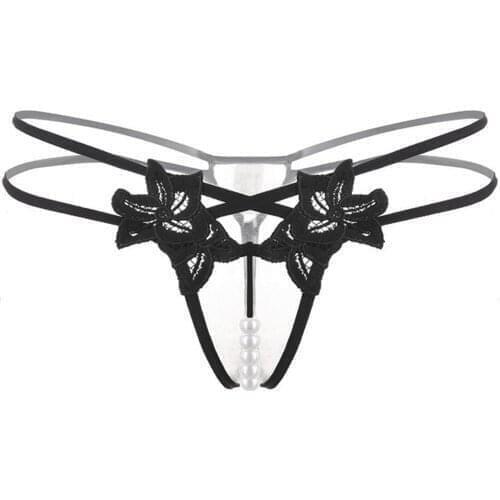 Mens Crotchless Thongs Sexy Low Waist Panties Open Crotch G-String with Pearls Massaging Bead Hot Erotic Underwear Underpants