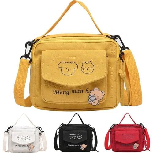 Fashion Messenger Bags Shoulder Bag Womens Crossbody Bags Canvas Cartoon Bear Student School Bag Handbag Teenager Unisex Pack
