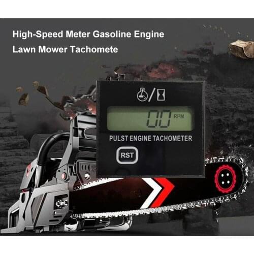 Gasoline Engine Tachometer Induction Pulst Tach Meter Motor Gauge Waterproof With Battery LED Display For Chain Saw Mower