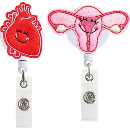 Uterus Nurse Retractable Badge Reel Holder Alligator Clip Badge Holder Felt Id Badge Reel For Students Doctors