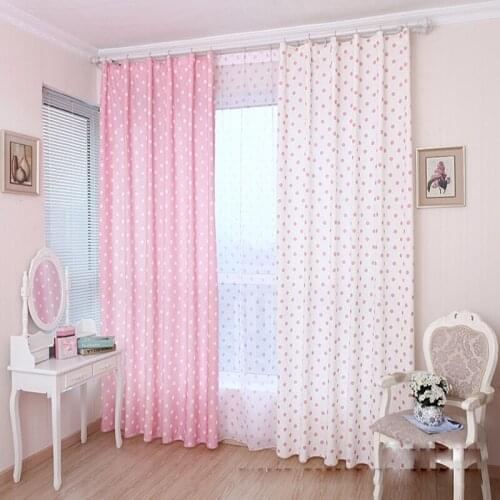 Cartoon Dot Print Curtain for Living Room Pastoral Rural Kids Girls Children Bay Window Treatment Drapes wp122C