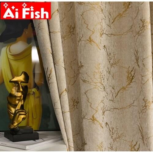 Beige Art Jacquard Bronzing Tree Texture Blackout Curtains for Living Room Modern Simple Leaves Window Drapes For Bedroom #3