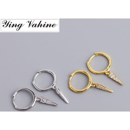 Ying Vahine Korean Jewellery Simple Geometric Earring 100% 925 Sterling Silver Triangle Pendant Stud Earrings for Women