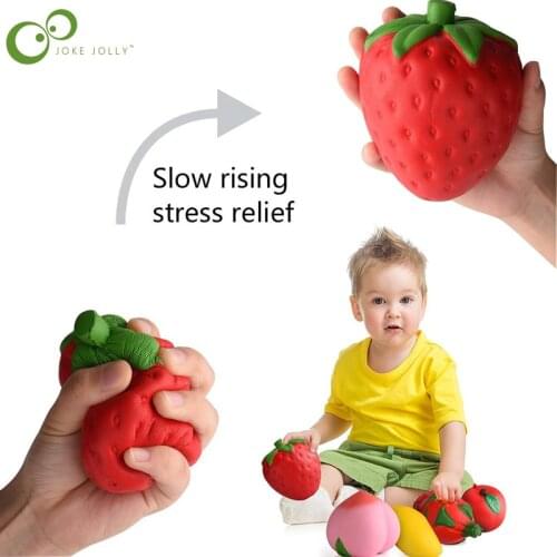 1Set Simulation Fruit Big Strawberry Big Peach Slow Rebound Decompression Toys Vent Ball Funny Toys Birthday Gifts WYW