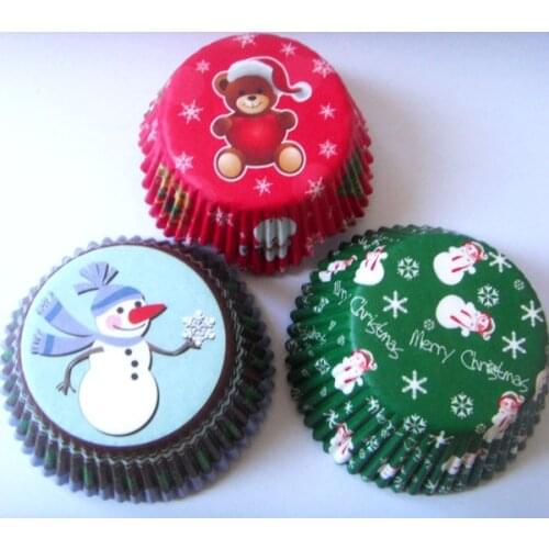 100x Christmas cupcake paper cups Blue Merry Christmas snowflake snow snowman Cupcake Liner muffin baking Cup cake mold cases