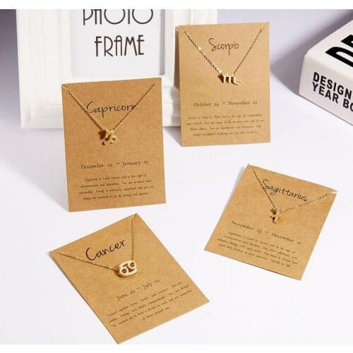 2021 Trendy Women 12 Constellations Symbol Pendant Gold Plated Clavicle Chain Necklace Jewelry