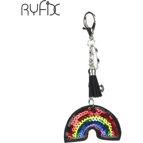 2021 Embroidered Rainbow Sequins Multicolour Bag Charm Key rings Women Jewelry Watermelon Key Chain bag accessories BA01