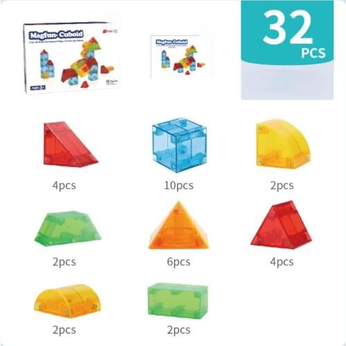 32pcs Baby Development Thinking AIDS New Magnetic Assembly Building Block Transparent ABS Material Magnetic Toys