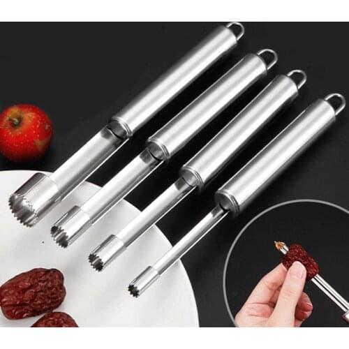 4PCS /Set Stainless Steel Fruit Corer Red Dates Apple Pear Corer Fruit Seed Core Remover Slicer Knife Fruit Vegetable Tools