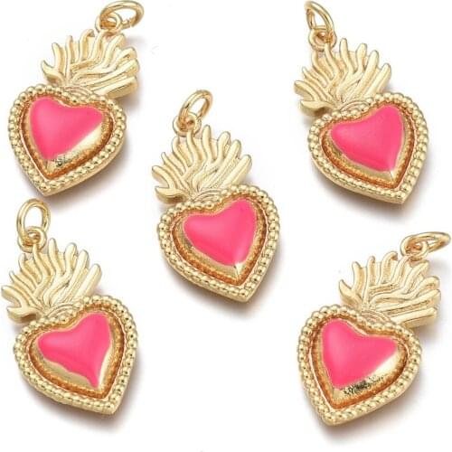 5pcs Brass Heart Pendants for necklace jewelry making DIY Decor Crafts Accessories 24x13x4mm, Hole: 3mm