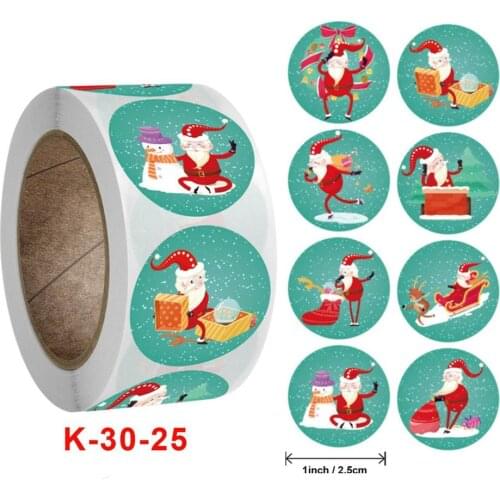 500Pcs Merry Christmas Stickers Red Green Christmas Style Label For Child Gift Decor Small Shop Product Packaging Stickers Label