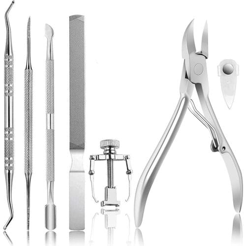7PCS Ingrown Toenail Correction Professional Foot Care Pedicure Tool Nail Clipper File Lifter Cuticle Pusher Cutter Set Podiatry