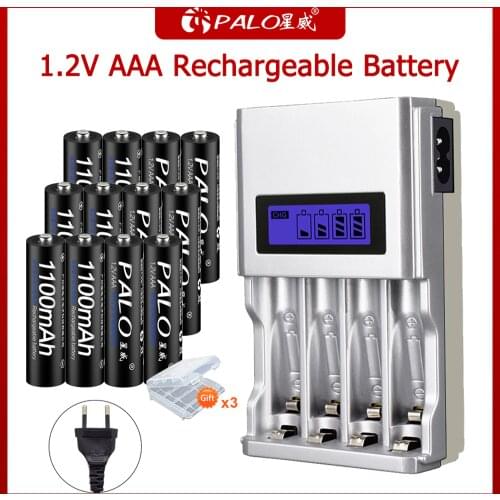 PALO 1.2V NI-MH AA AAA Rechargeable Battery 4 Slots Smart LCD Display Battery Charger For Remote Control Electronic Toys