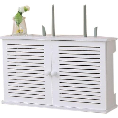 Wireless Wifi Router Storage Boxes Wooden Box Cable Power Plus Wire Bracket Wall Hanging Plug Board Shelf