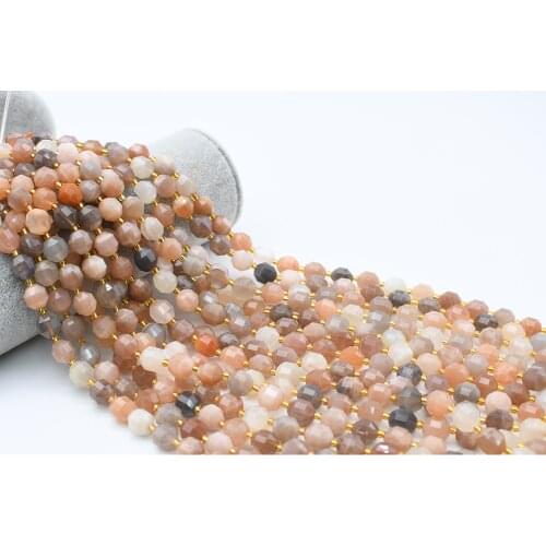 10mm AA Natural Faceted colorful moonstone loose beads For DIY necklace bracelet jewelry making 15 "free delivery