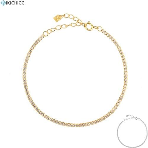 Kikichicc 100% 925 Sterling Silver Gold Full Zircon Clear Bracelet Chains Fashion Fine Jewelry 2020 Rock Punk Wedding Crystal CZ
