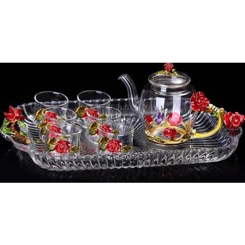 Tea set Wedding enamel hand painted tea cup kungfu tea tea cup heat-resistant lead-free Master Cup small tea cup teapot set