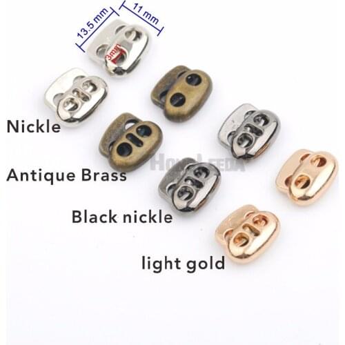 DIY 60pcs/lot 4 colors small oval metal alloy stoppers toggle cord locks Drawstring lock two holes for 3mm bungee cord STP-018