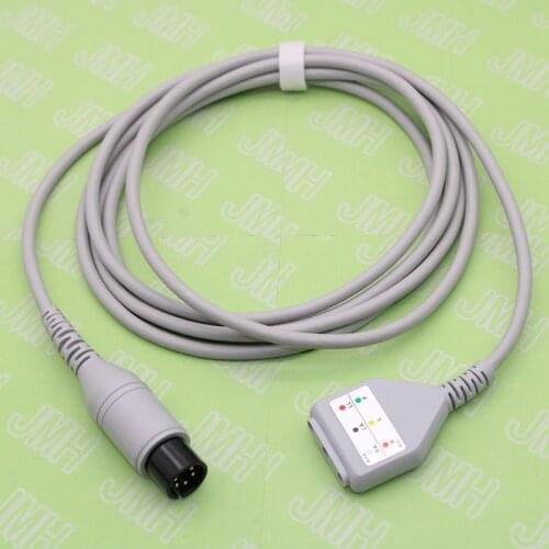 AAMI6P to Din 3 Lead Intermediate Line ECG Interface Cable for BCI Datascope Mindray Edan Goldway Criticare Blilight Monitor