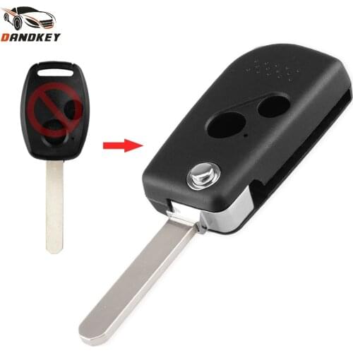 Dandkey Modified 2 Button For Honda Accord CRV Jazz HRV Civic Pilot Odyssey Fit Flip Folding Key Shell Fob Remote Key Case Cover