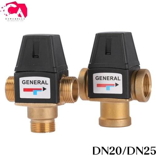 DN20/DN25 Solar Water Heater Valve 3-Way Brass Thermostatic Mixer Valve Male Female Thread Mixing Valve Accessories 3/4" 1"