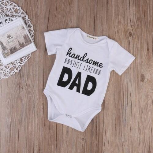 Baby Boy Girl Short Sleeve Jumpsuit Letter Printed O-neck Cotton Outfit Fashion Sunsuit Clothes