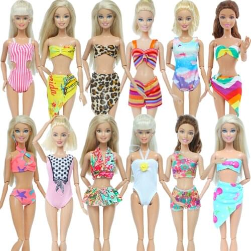 3 Set Handmade Doll Swimsuit Bikini Dress Bra Tops Pants Outfit Swimming Suit Beach Bathing Clothes for Barbie Doll Accessories