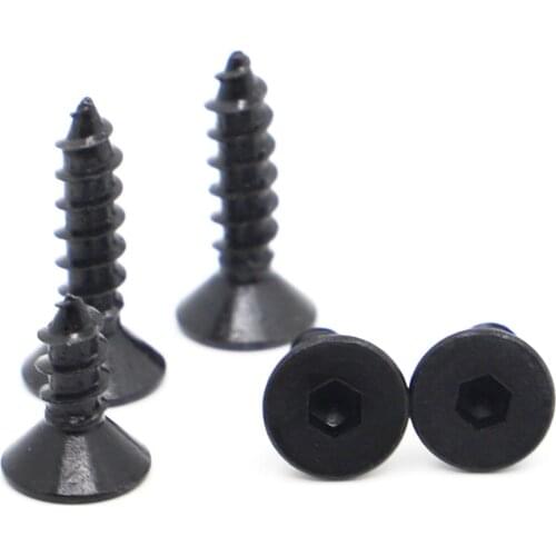 M3 M4 M5 M6 Black 8.8 Strength Carbon Steel Hex Flat Head Tapping Screw Hexagon Socket Countersunk Head Self Tapping Screws