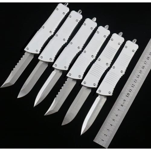 MT silver white OTF D2 knives aluminum handle camping survival outdoor EDC hunt Tactical tool dinner kitchen knife