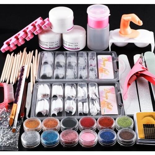 Acrylic Nail Kit With Lamp Dryer Full Manicure Set For Nail Art Acrylic Powder Liquid Tips Brush Tools Kit For Manicure Set