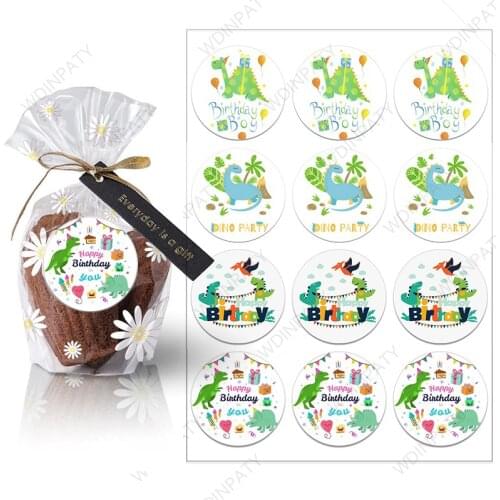3.5cm/4.5cm Dinosaur Birthday Party Stickers Dino Waterproof Box Gift Jungle Safari Sealing Labels for Children Party Supplies