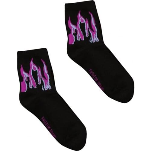 Tube Socks Long Section Flame Print Cotton Winter Cute Funny Cotton Ladies Socks for Winter