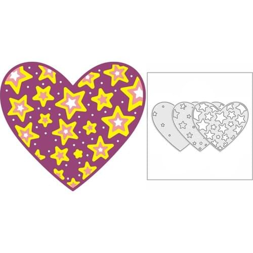 New 2021 Layered Starry Hearts Metal Cutting Dies for DIY Scrapbooking and Card Making Decorative Embossing Craft Mold No Stamps