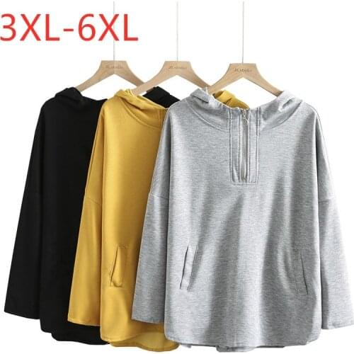 New 2021 Ladies Spring Autumn Plus Size Hoodie For Women Large Pullover Long Sleeve Cotton Gray Sweatshirt Coat 3XL 4XL 5XL 6XL