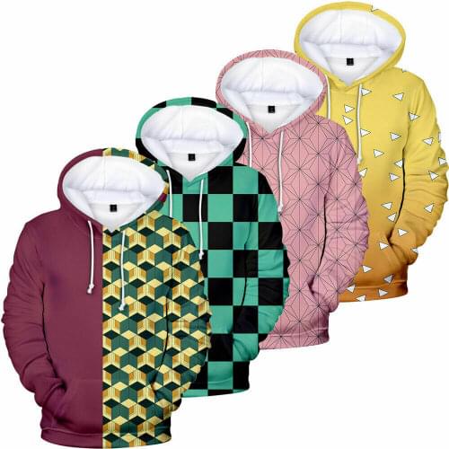 New Demon Slayer Kimetsu no Yaiba Kamado Tanjirou Nezuko Cosplay Costumes Hoodies Sweatshirt Hooded Jacket Sportswear