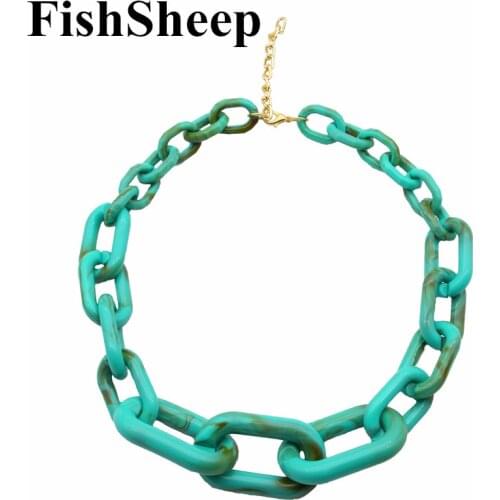 FishSheep Statement Acrylic Link Chain Necklace Female Rock Punk Resin Chunky Big Choker Pendants & Necklaces Fashion Jewelry