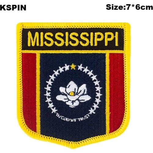 Mississippi Shield Shape Flag patches Embroidered Flag Patches National Flag Patches for Cothing DIY Decoration