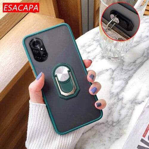 Transparent Matte Silicone Shockproof Phone Case For Huawei Nova 8 7 Pro Y8S 6 SE Ring Stand Holder Cover For Mate 40 Pro Plus