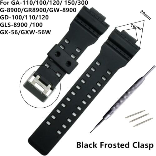 16mm Silicone Rubber Watch Band Strap Fit For G Shock Replacement Black Waterproof Watchbands Accessories