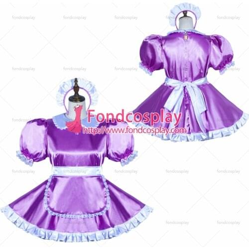 Sissy maid satin dress lockable Uniform cosplay costume Tailor-made[G3766]
